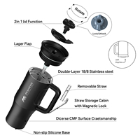 ANSHENG Nouvelle arrivée 32oz 40oz Gobelet pratique en acier inoxydable Gobelet au design moderne avec couvercle et paille