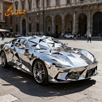 D & Z Art Group Modèle réduit de voiture en métal personnalisé Sculpture de voiture de sport miroir en acier inoxydable 304/316 moderne grandeur nature pour espace commercial