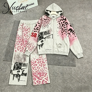 Custom Clothing Manufacturer 100% Cotton Acid Wash Heavyweight Vintage Streetwear Sweatpants <strong>and</strong> <strong>Hoodie</strong> <strong>Set</strong> for <strong>Men</strong> - Product Image 1