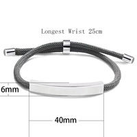 Haute qualité gravé personnalisé en acier inoxydable barre vierge corde en Nylon tissu Bracelets Couple Milan corde Bracelet