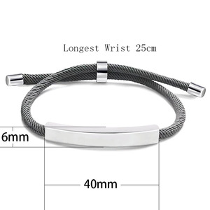 High Quality <strong>Engraved</strong> Customized Stainless Steel Blank Bar Nylon Rope Fabric Bracelets Couple Milan Rope <strong>Bangle</strong> - Product Image 6