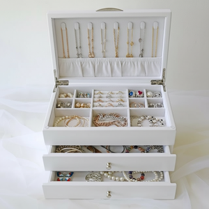 Organisateur de bureau moderne de luxe en bois fait main à 3 niveaux, boîte à bijoux, boîte cadeau - Product Image 2