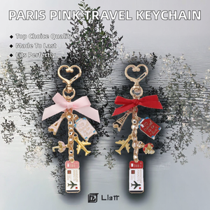 Porte-clés romantique classique rose rouge en forme de billet, tour Eiffel de <span class=keywords><strong>Paris</strong></span>, avion, alliage émaillé, métal, cadeau de voyage pour femmes et filles - Product Image 4