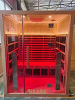 Sauna Infrarroja de Bajo EMF para Interiores, de Madera de Hemlock, para 3 Personas, con Luz Roja y Sistema de Control Digital, Suministro de Fábrica