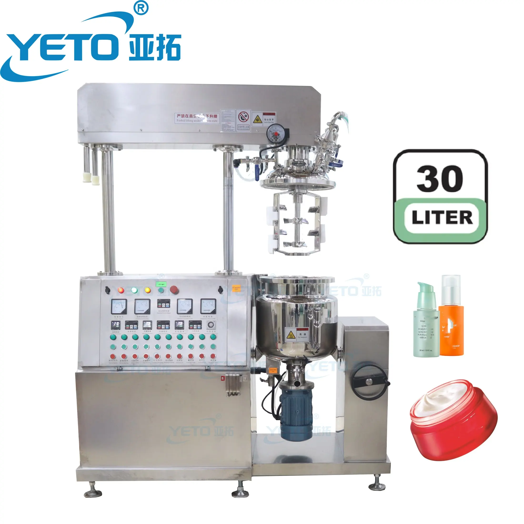 Máquina De Mistura A Vácuo YETO Máquinas De Mistura Química Cosmética Cremes Homogeneizador Emulsionante A Vácuo Misturador