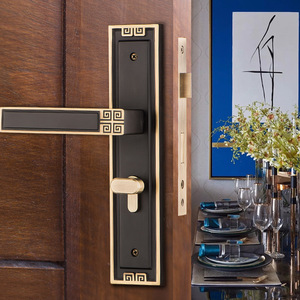 Poignée de porte en laiton massif au design zen minimaliste moderne avec patine, idéale pour les systèmes de quincaillerie intérieure de maisons de luxe et de condos. - Product Image 2