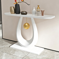 Console moderne en forme de U avec plateau en pierre frittée, table étroite pour entrée, meuble d'appoint de luxe