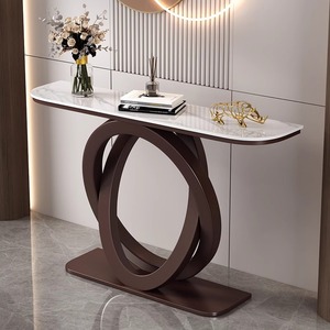 Mesa <span class=keywords><strong>de</strong></span> consola <span class=keywords><strong>de</strong></span> madera maciza moderna <span class=keywords><strong>de</strong></span> lujo ligera Mesa <span class=keywords><strong>de</strong></span> vista <span class=keywords><strong>de</strong></span> extremo <span class=keywords><strong>de</strong></span> pasillo <span class=keywords><strong>de</strong></span> hotel minimalista montada en pared semicircular creativa - Product Image 3