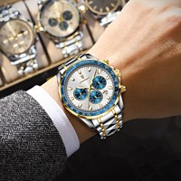 Montre pour homme Poedagar 815, luxe, chronographe, acier inoxydable, lumineuse, étanche, sport, montre à quartz