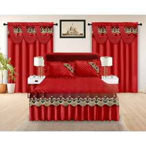 5 Piece Quilted Bed Skirt Set With <strong>Valances</strong> Luxury Lace Embroidery Bed Skirt Bed <strong>Sheets</strong> Set <strong>King</strong> <strong>Size</strong> Bedding Set With Curtains - Product Image 3