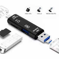 Lector de tarjetas multifunción 5 en 1, adaptador USB2.0 OTG, tarjeta de memoria TF, adaptador de unidad Flash USB tipo C para computadora Android