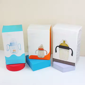 Su misura scatola di <span class=keywords><strong>carta</strong></span> bianca arte doppia spina colorata stampa in rilievo per il bambino biberon tazze bicchieri di imballaggio del prodotto - Product Image 1