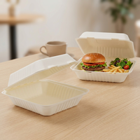 Boîte alimentaire à clapet de 8 pouces, écologique, compostable, dégradable, pour camping, restauration rapide, bento, restaurant, traiteur