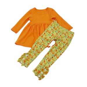 Tenues décontractées pour filles de 11 <span class=keywords><strong>ans</strong></span> Hauts à manches longues avec imprimé citrouille et <span class=keywords><strong>pantalon</strong></span> pour enfants d'âge préscolaire - Product Image 1