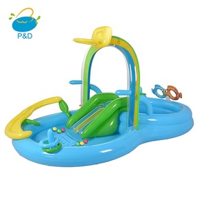 P & D 8-vormig Opblaasbaar Peuterbad Glijbaan Voor Kinderen Buiten/Binnen Waterspeelcentrum Sproeier Logo Ring Worp Aanpasbare Tuin - Product Image 1