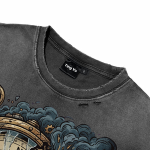T-shirts pour hommes vintage, effet délavé, style punk, graphiques, respirants, en coton, streetwear, de haute qualité, pour la vente en gros - Product Image 3