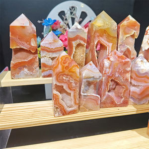 คริสตัลธรรมชาติขายส่ง อาเกตดอกไม้สีแดง พร้อมจุดบำบัดดูร์ซี่ทาวเวอร์ สำหรับตกแต่งบ้าน - Product Image 2