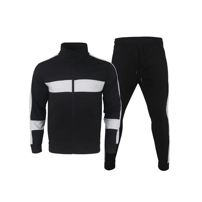 Ropa deportiva para hombre, traje masculino de algodón puro con cremallera y manga larga, ropa deportiva a juego de 2 piezas, venta al por mayor, 22/23