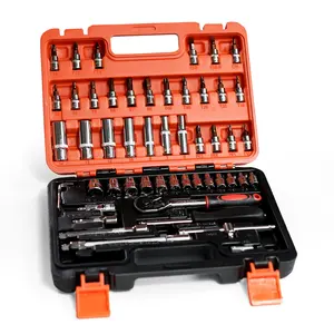 Mechanic Tools 1/4" Drive Socket & Bit Set with Reversible Ratchet Car Bicycle Hand Tools Box Set and Blow Case