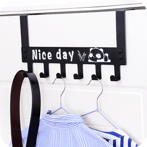 Nahe Over Door Hooks 5 Hooks Black Nice Day Panda Design Wall Mounted Clothing Organizer - Product Image 1