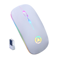Mouse Nirkabel Mini A2 Ultra-Tipis Terbaru, Senyap, Dapat Diisi Ulang, Lampu LED Berwarna-warni, Mouse Komputer