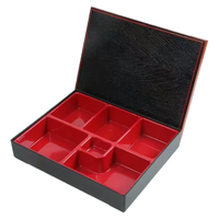 Boîte à bento rectangulaire en plastique style Japandi, plateau à sushi divisé avec couvercle pour le déjeuner scolaire, la restauration et le service en gros