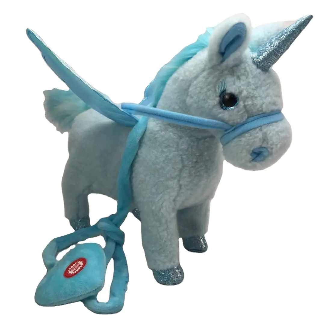 New Popular children's gifts electric plush toys horse walk rope singing go on foot Horse cute filling doll