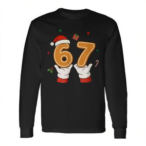 T-shirt à manches longues de Noël 67, cadeau de vacances pour les jeunes de la génération Z, vêtements à thème Alpha Slang Meme - Product Image 2