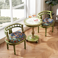 Ensemble de salon de luxe rétro français en bois massif, comprenant un canapé trois places, une chaise et une longue table, pour usage domestique, salon, balcon et loisirs