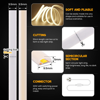 Tira de Luz LED COB de 220V, Alta Luminosidad, Impermeable IP65, Regulable y Cortable para Iluminación de Piscinas/Marina