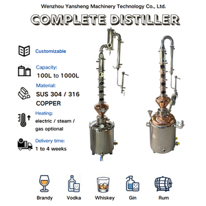 Distillateur à reflux en cuivre rouge SUS304 <span class=keywords><strong>de</strong></span> qualité alimentaire 100L-1000L pour la production <span class=keywords><strong>de</strong></span> whisky, <span class=keywords><strong>brandy</strong></span>, vodka et gin - Product Image 1