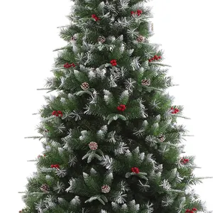 شجرة مُعلقة هجينة من سلسلة 1117 ، 8 بوصات ، ورق متفرع نصف 5 أوراق شوكات مُلَطَّنة باللون الأبيض ، بالإضافة إلى المخاريط المصنوعة من الصنوبر