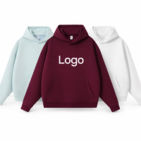 Hoodie Fleece Oversize Berkualitas Tinggi 400g Warna Solid Pria Kasual Pullover Grosir Warna Kustom