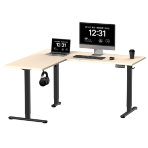 Escritorio de pie de metal en forma de L convertible moderno ajustable en altura eléctrica de 3 etapas con motor único personalizado, escritorio de oficina de 73-116cm - Product Image 5