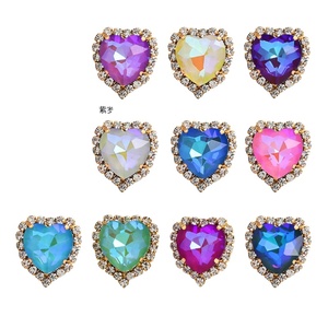 คริสตัลคุณภาพสูง รูปหัวใจ แบบติดกาว 12 เหลี่ยม กระจก AB สำหรับตกแต่งชุด DIY - Product Image 2