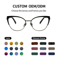 Gafas Ópticas de Metal Ligero con Montura Completa Estilo Ojo de Gato para Mujer, con Logotipo Personalizado 2026, para Uso Diario