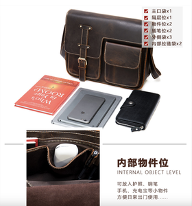 Sacs à bandoulière vintage en cuir Crazy Horse Andong de 8 pouces pour hommes, sac messager pour homme, sac à main pour le travail - Product Image 6