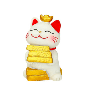 Figurine de chat porte-bonheur en résine, mini décoration, fournitures de bureau multi-pièces, design Feng Shui, cadeau - Product Image 2