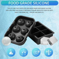 Grand moule à glaçons rond en silicone réutilisable pour whisky Plateau à glaçons rond en silicone facile à libérer avec couvercle
