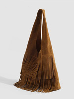Sac à bandoulière vintage en daim grande capacité avec pompons et franges, sac à main de style western pour femme pour le travail et les voyages