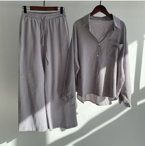 Ensemble Chemise et <span class=keywords><strong>Pantalon</strong></span> Ample Taille Haute en Coton et <span class=keywords><strong>Lin</strong></span> Rétro Grande Taille pour <span class=keywords><strong>Femme</strong></span> 2024 - Product Image 2