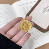 Lucky Turn Fashion Fine S925 Silver Gold Plated Set Lab Diamond Bagua Compass Pendant Women Dainty Charm Necklaces Women
