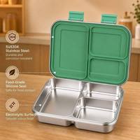 Risheng Niedliche 304 Edelstahl Kinder-Lunchbox 3-Fächer Erhitzbar Auslaufsicher BPA-Frei Kunststoffdeckel Individuelles Logo