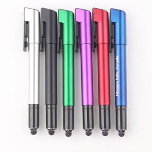 Multifunctional Mobile Phone Holder Stylus Plastic Ballpoint <b>Pen</b> With LED Light Logo Printing Customized - Product Image 2