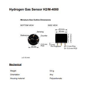 Sensor electroquímico de gas hidrógeno H2/M-4000 de 0-4000 ppm para dispositivos portátiles de seguridad y control de procesos - Product Image 4