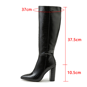 Nouvelles bottes mi-hautes à talons épais et hauts 2024, bottes tendance disponibles en stock, taille 42 - Product Image 6
