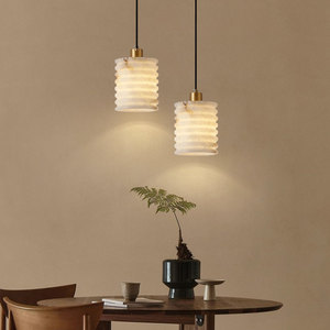 Lustre sophistiqué en albâtre blanc, suspension cylindrique en marbre à bords nettes <span class=keywords><strong>pour</strong></span> chambre, restaurant, bar - Product Image 3