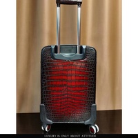 Valise en cuir véritable exotique, cuir de crocodile patiné authentique, valise en cuir de luxe, valise en cuir de crocodile véritable