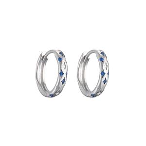 Pendientes de Aro Finos de Plata de Ley S925 con Diseño de Nicho, Dulces y Elegantes, con Cuatro Estrellas Azules, para Uso Diario, para Mujer - Product Image 5