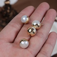 Perles d'eau douce naturelles Edison rondes, perles lâches dorées à l'or fin, pour la fabrication de pendentifs, boucles d'oreilles, accessoires de bijoux, vente en gros